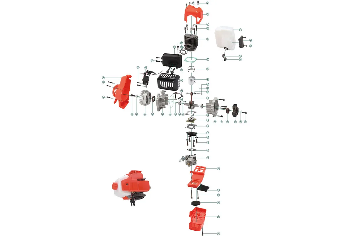 Бензиновый двигатель триммера 1E40F-6